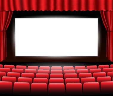 bir perde ile sinema ya da tiyatro sahne. vektör.