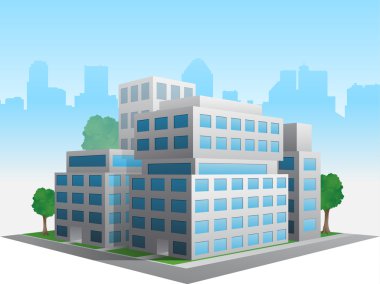 Stilize vektör genel kurumsal modern ofis binası değişmiş