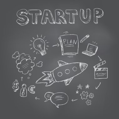 Kavram başlatın. Sorunsuz elle çizilmiş desen. Vektör çizim