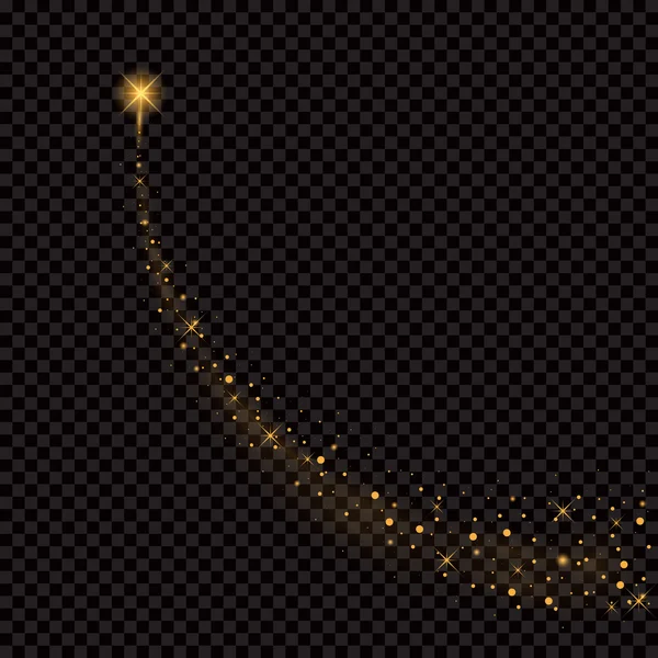 Concepto creativo Conjunto vectorial de estrellas de efecto de luz brillante dorada estalla con destellos aislados sobre fondo negro — Archivo Imágenes Vectoriales