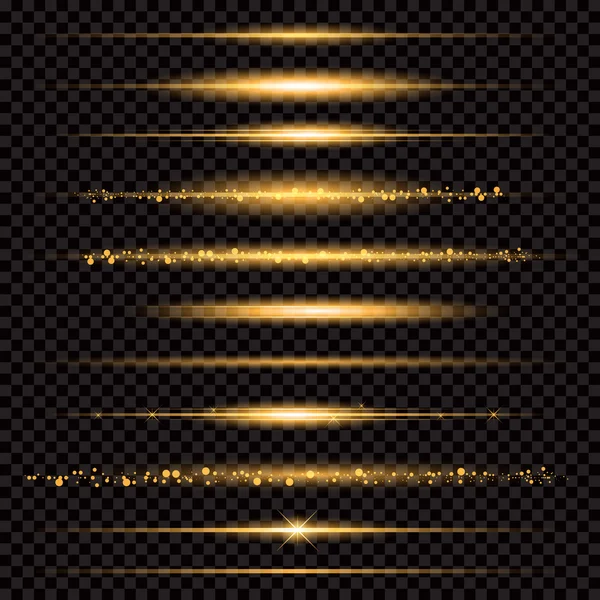 Oro scintillante stella polvere traccia scintillanti particelle su sfondo trasparente. Coda di cometa spaziale. Illustrazione di moda glamour vettoriale . — Vettoriale Stock