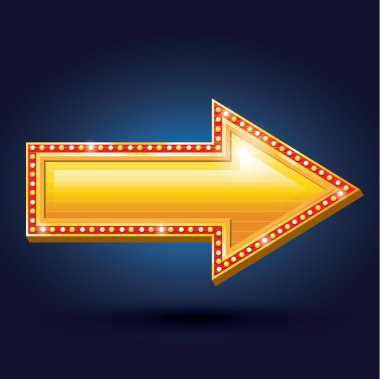 Gece kulübü billboard retro ok ışık çerçeveler