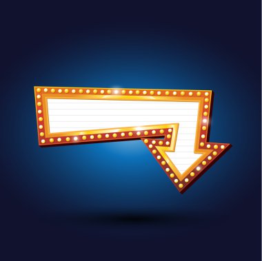 Elektrik ampulleri billboard. Retro ok ışık çerçeveler. vektör çizim.