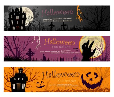 Üç Cadılar Bayramı afiş illüstrasyon kopya alanı vektör