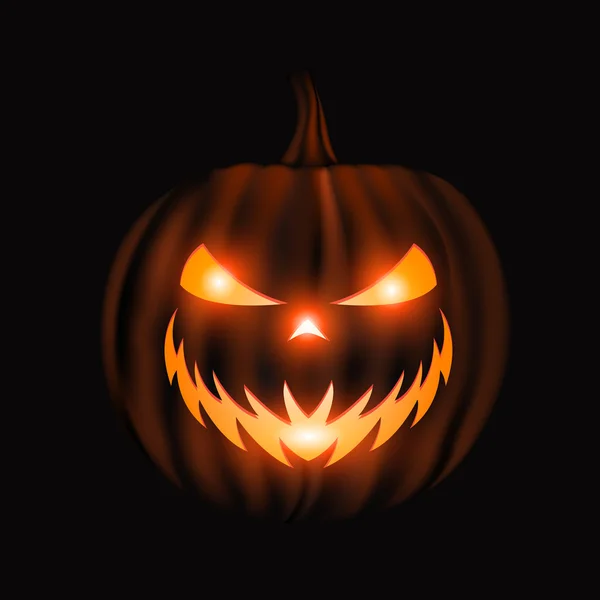 Jack o lantern face halloween background isolated on black — Stock Vector