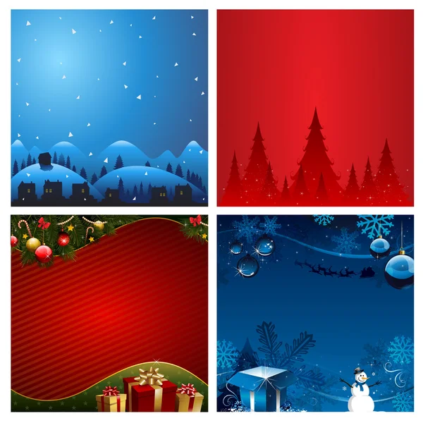 Quattro Natale sfondo vettoriale illustrazione — Vettoriale Stock