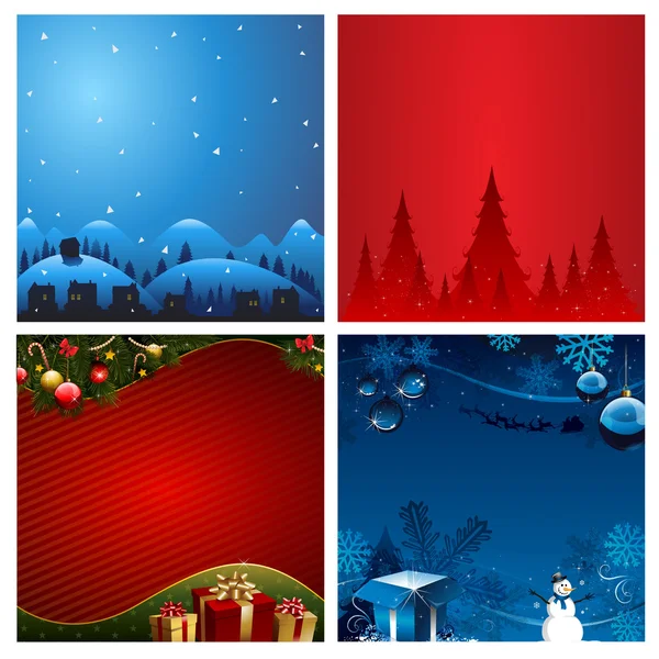 Four Christmas Background vector illustration — Stock Vector