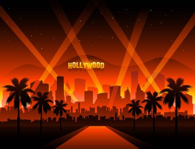 Hollywood şehir manzaralı arka plan filmi kırmızı halı