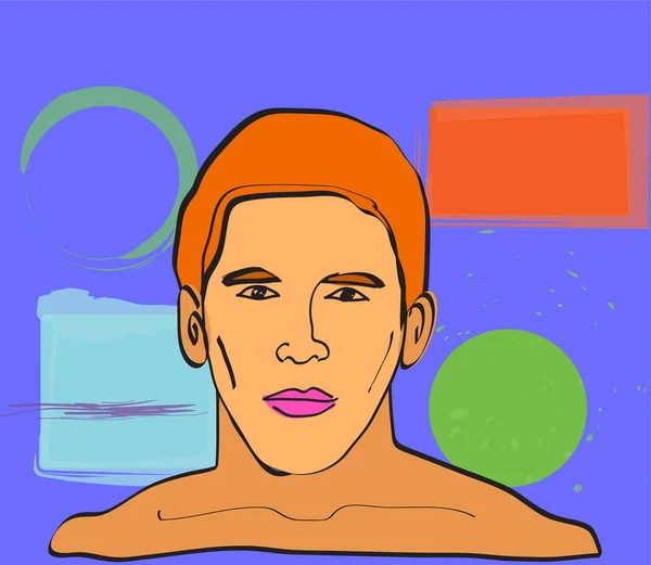 Coloré surréaliste vecteur artistique homme visage — Image vectorielle