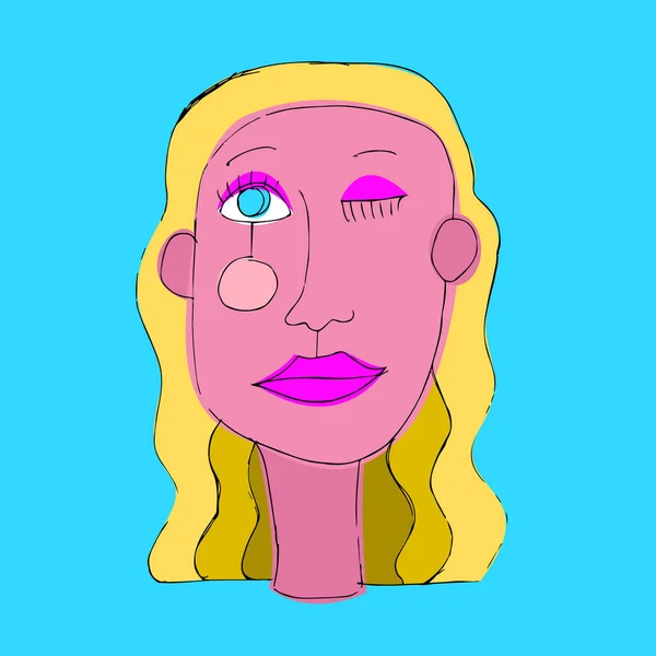 Coloré surréaliste vecteur artistique femme visage — Image vectorielle