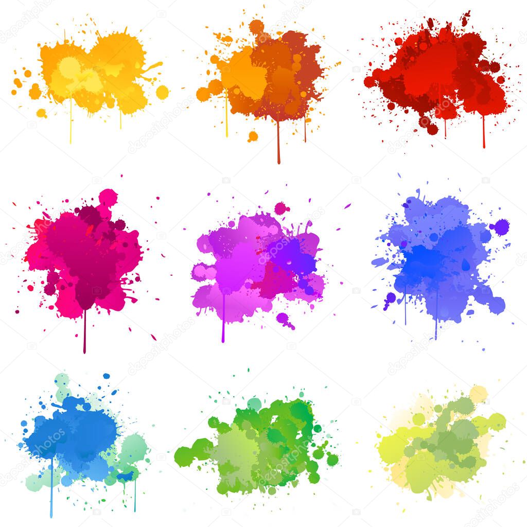 Colourful paint splat art design isolated
