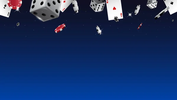 Casino banner achtergrond met dices en poker chips — Stockvector