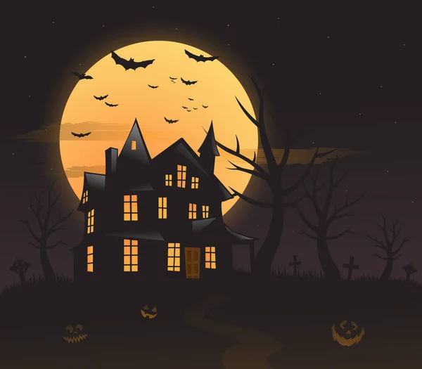 Casa assombrada mansão Halloween fundo — Vetor de Stock