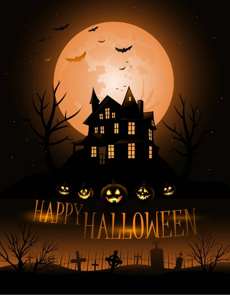 Haunted casa villa Halloween sfondo — Vettoriale Stock