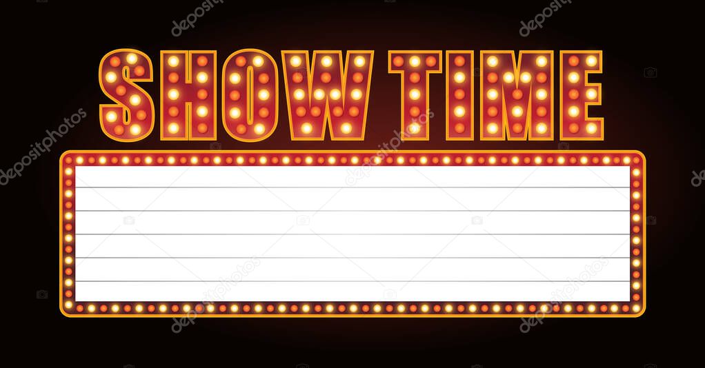 Show time vector theater sign banner