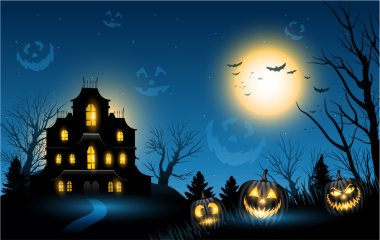Halloween haunted house copyspace background clipart