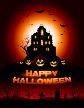 Kırmızı halloween perili evin arka plan