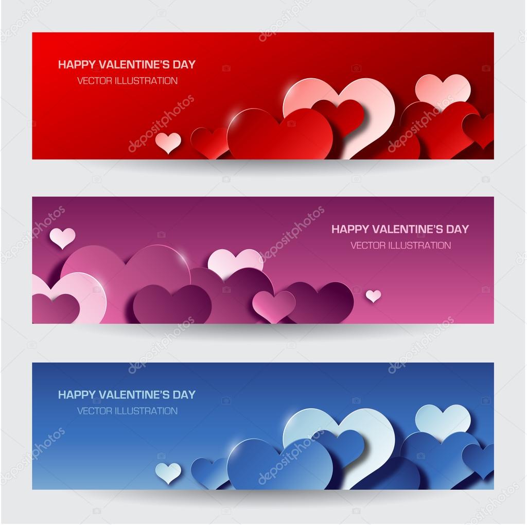 Modern valentines day banners