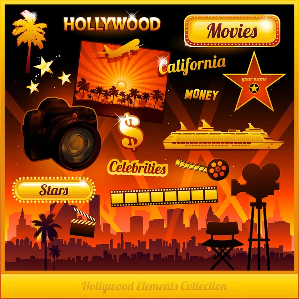 Elementos do cinema de Hollywood — Vetor de Stock