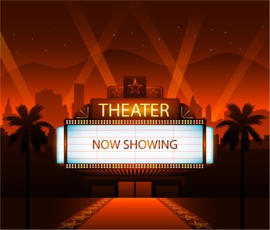 Now showing theater movie banner sign clipart