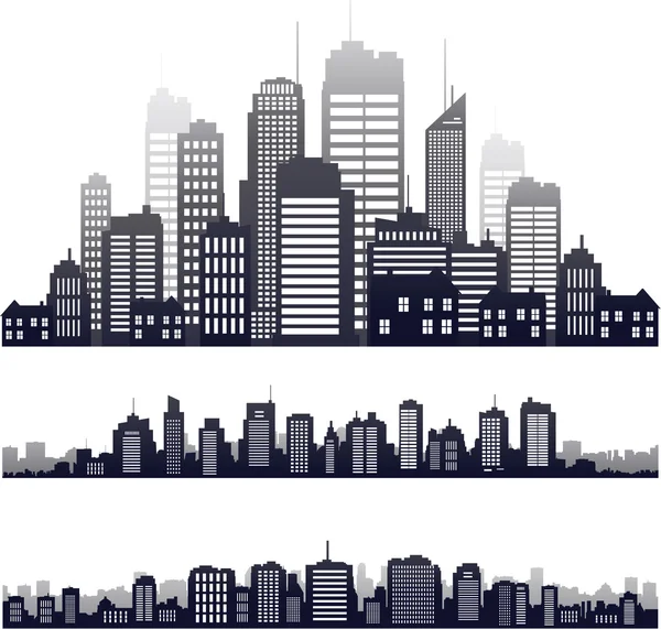 Silhouette de ville vectorielle isolée sur blanc — Image vectorielle