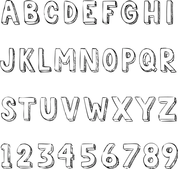 Tipografía dibujada a mano del alfabeto de las letras de moda en blanco — Vector de stock