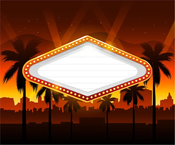 Bannière Casino avec Vegas City en arrière-plan — Image vectorielle