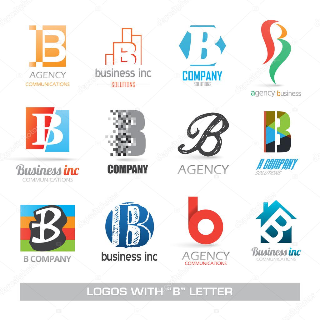 Business icons set with b letter