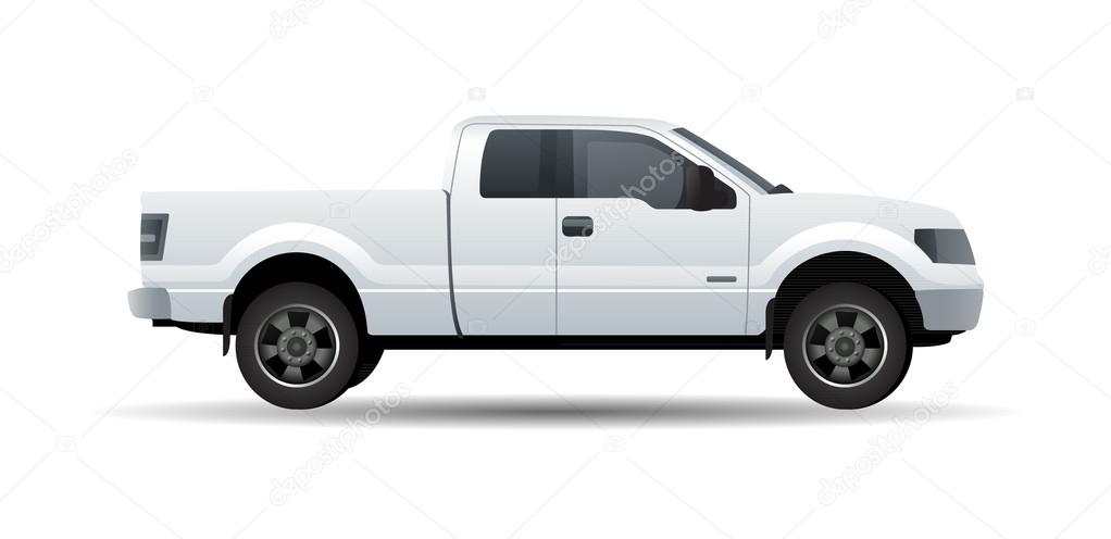 White pick up truck isolated on white