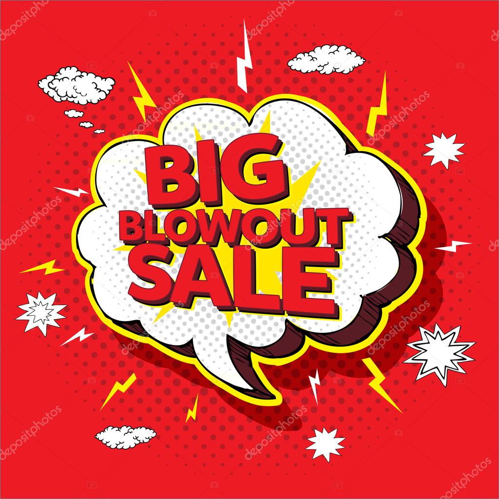 Big blowout sale pop up cartoon banner