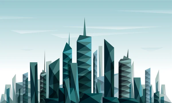 Ciudad futurista abstracta hecha con triángulo y forma geométrica — Vector de stock