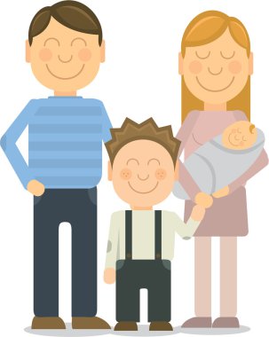 Neşeli gülümseyerek el hareketi vektör mutlu aile portresi