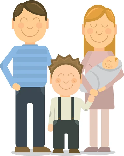 Vector gelukkig familieportret gebaren met vrolijke glimlach — Stockvector