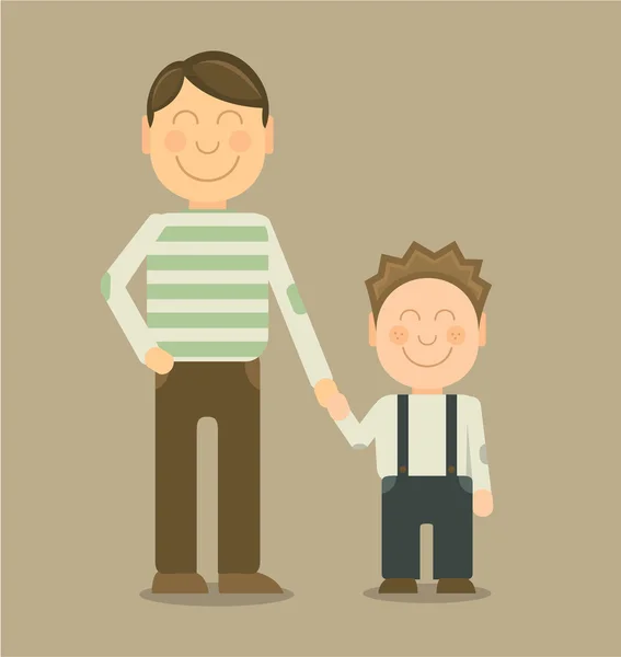 Happy father and son smiling and holding their hands — Stock Vector