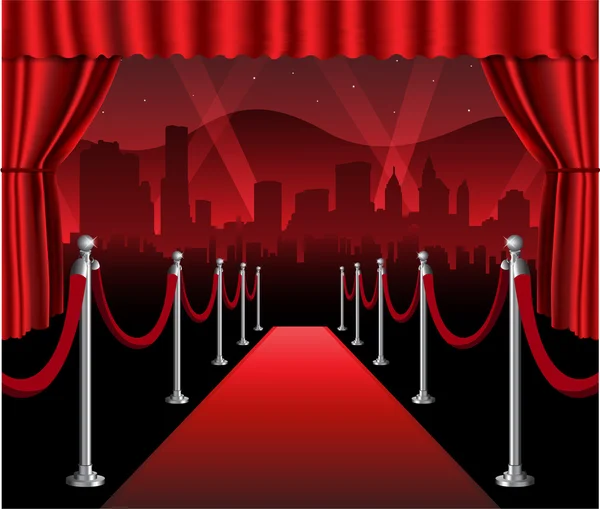 Vörös szőnyegen film premiere elegáns esemény hollywood háttér — Stock Vector