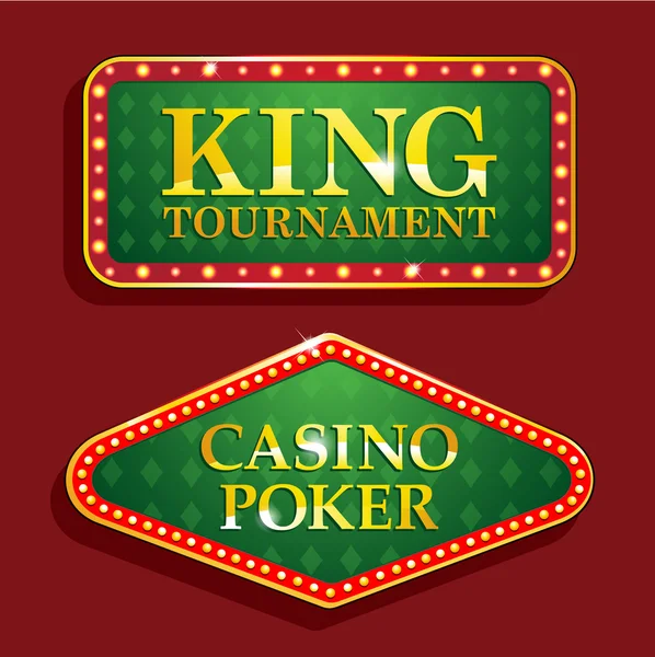 İzole kırmızı zemin üzerine Altın Casino Banner — Stok Vektör