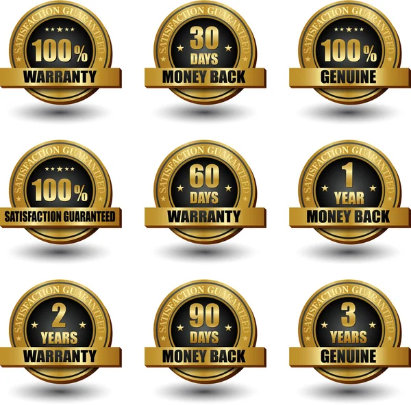 Vector set of 100 percent satisfaction guaranteed golden labels — Stock Vector