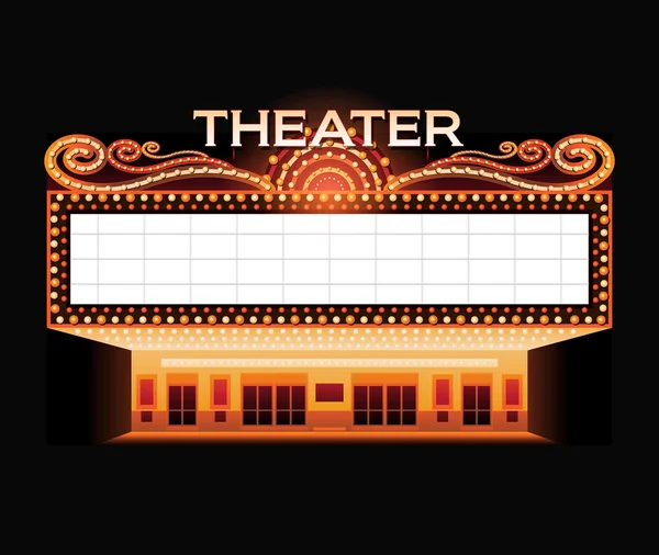 Brightly theater glowing retro cinema neon sign — Stock Vector