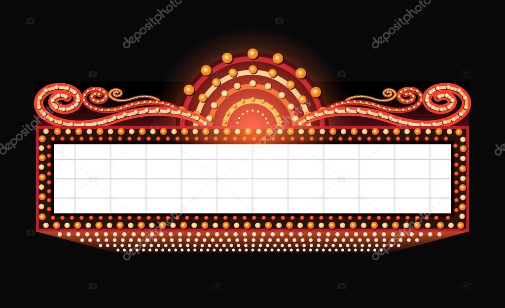 Brightly theater glowing retro cinema neon sign Stock Vector Image by