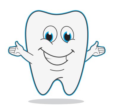 Sevimli çizgi diş illüstrasyon vektör