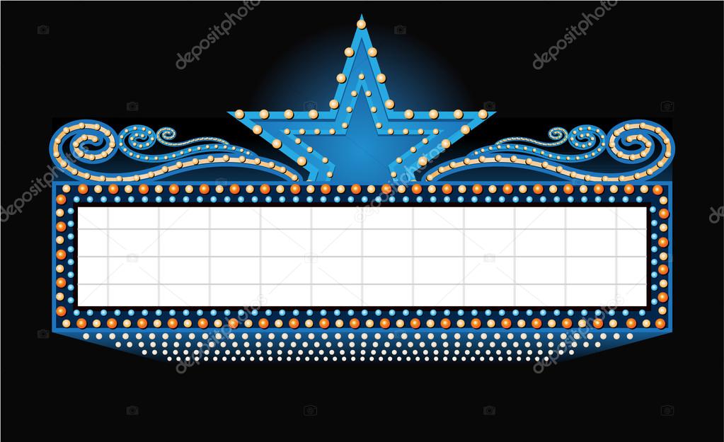 Vector theater sign with place for text isolated on black