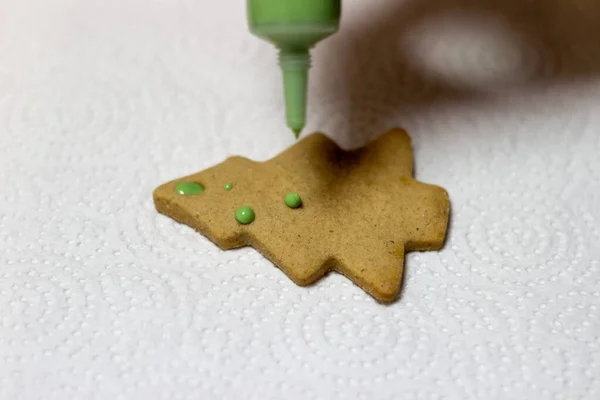 Decoración Galletas Jengibre Horno Con Hielo — Foto de Stock