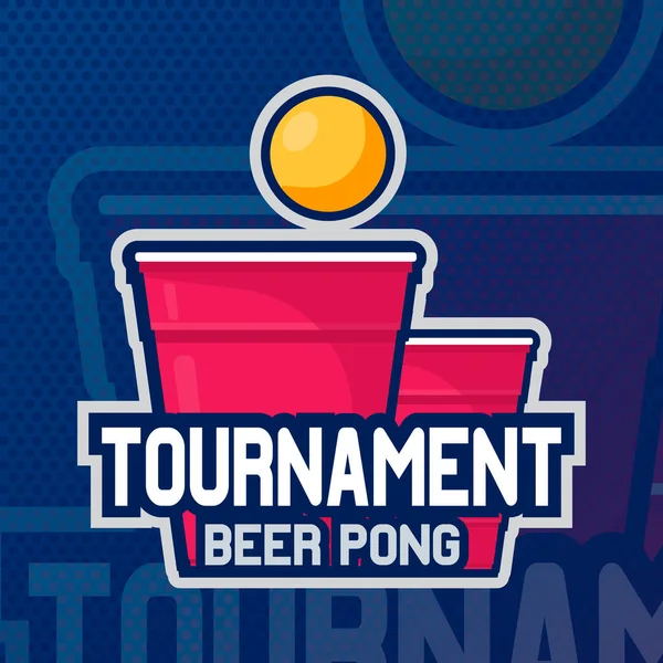 Bier pong party logo of game label. Vectorillustratie — Stockvector