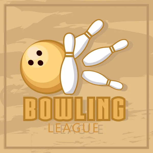 Kegelabzeichen. Logovorlage auf Retro-Grunge-Hintergrund. Vinage Bowling Logo vorhanden. Vektorillustration — Stockvektor