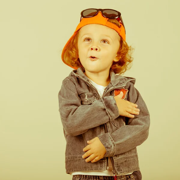 Fashion child. Happy boy model — Stock Photo, Image