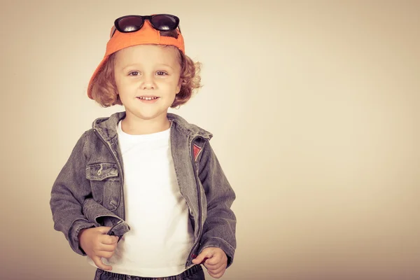 Fashion child. Happy boy model — Stock Photo, Image