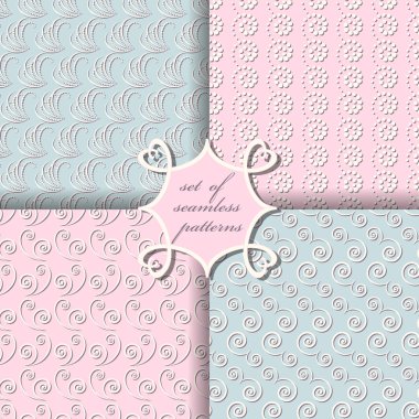 Sorunsuz vektör çizimler kümesi. Soyut Dekoratif şekiller