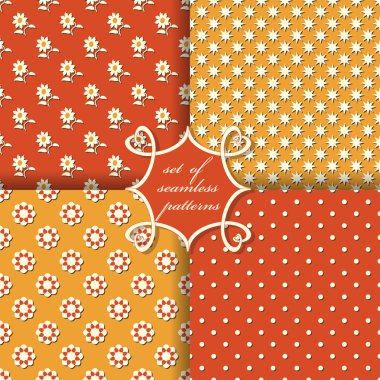 Sorunsuz vektör çizimler kümesi. Soyut şekiller, dekoratif çiçek