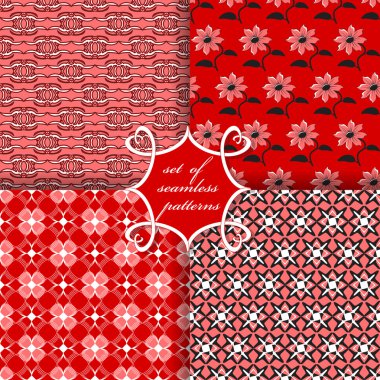 Sorunsuz vektör çizimler kümesi. Soyut şekiller, dekoratif çiçek