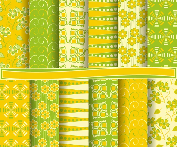 Set aus abstraktem Vektorpapier mit floralen Mustern und dekorativen Elementen für Sammelalbum — Stockvektor